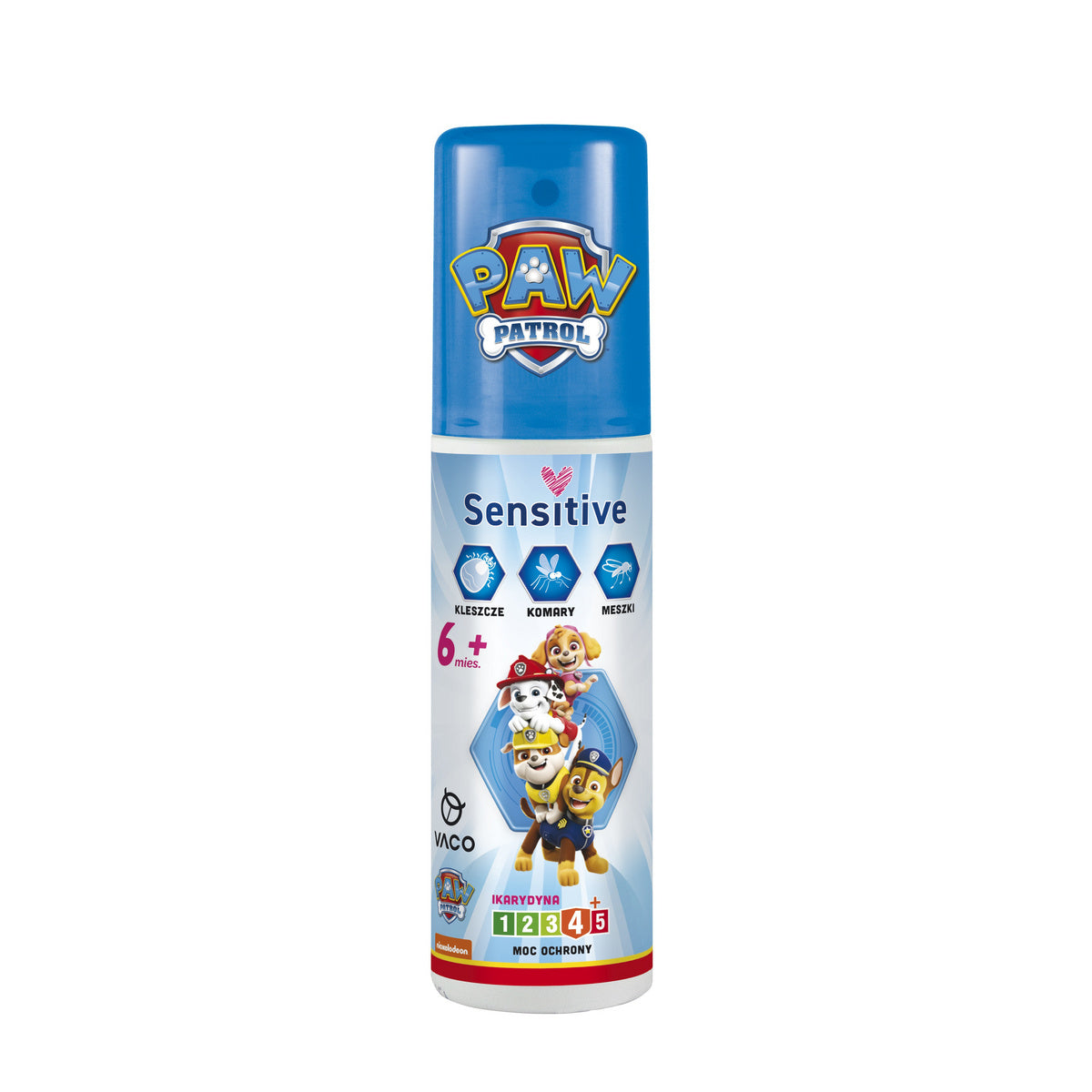 VACO Paw Patrol Skystis Sensitive nuo uodų, erklių ir musių (Ikarydyna 10%) - vaikams (6m+) 90ml