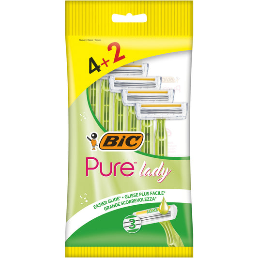BIC Moteriškas skutimosi peiliukas 3 ašmenų Pure Lady 1op -6vnt(4+2 nemokamai)