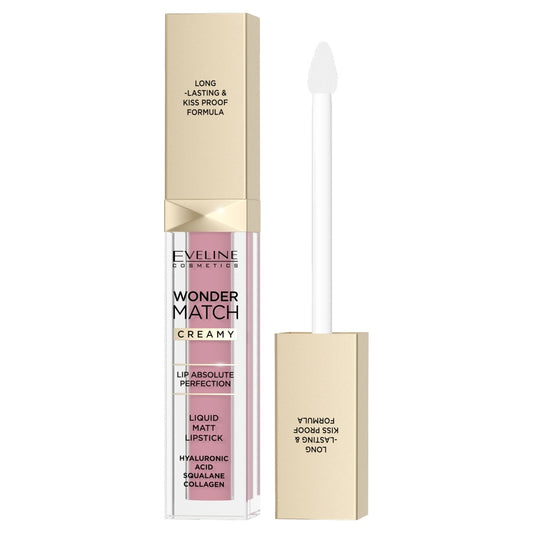 EVELINE Matinė skystoji lūpų dažų priemonė Wonder Match Creamy nr 01 - Angel Rose 6.8 ml