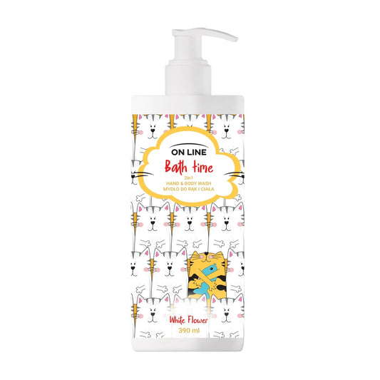 ON LINE Bath Time Rankų ir kūno muilas 2in1 White Flower 390 ml