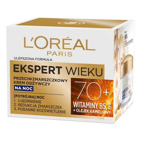 LOREAL Ekspert Wieku 70+ Priešraukšlinis maitinamasis kremas naktį 50 ml