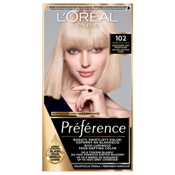 LOREAL Preference Plaukų dažai nr. 102 - Labai Labai Šviesus Perlo Blondas