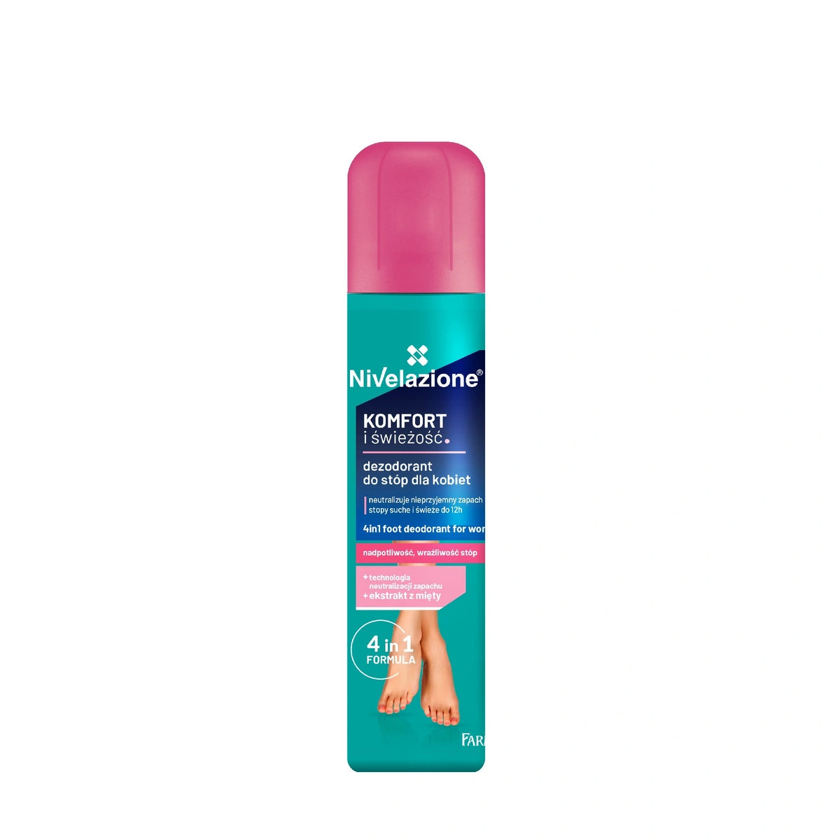 NIVELAZIONE Deodorantas pėdoms moterims 4w1 Komfortas ir gaivumas 180 ml