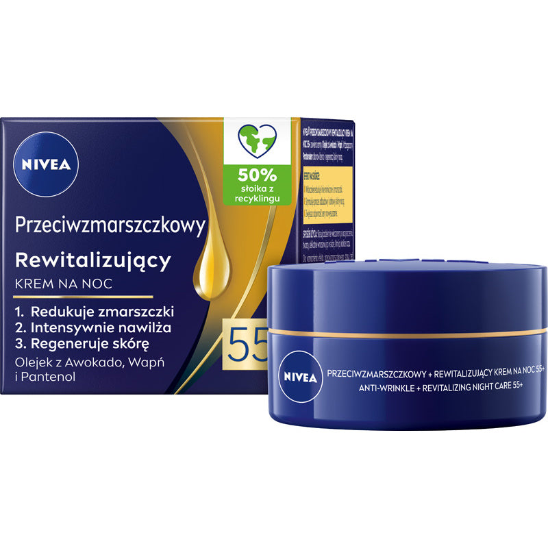 NIVEA 55+ Atkuriantis naktinis kremas nuo raukšlių 50 ml