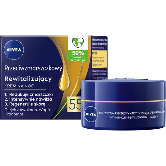 NIVEA 55+ Atkuriantis naktinis kremas nuo raukšlių 50 ml
