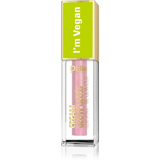 Delia Cosmetics Cream Glow Gloss Veganinis lūpų blizgis nr. 102 Rose Light 5ml