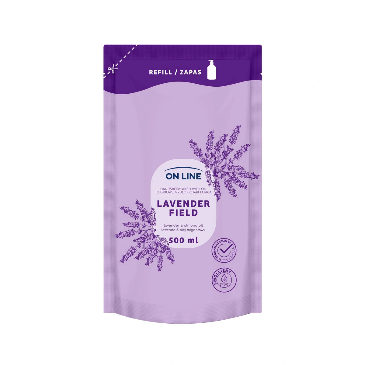 ON LINE Aliejinis muilas rankoms ir kūnui Levanda & Migdolų aliejus 500 ml