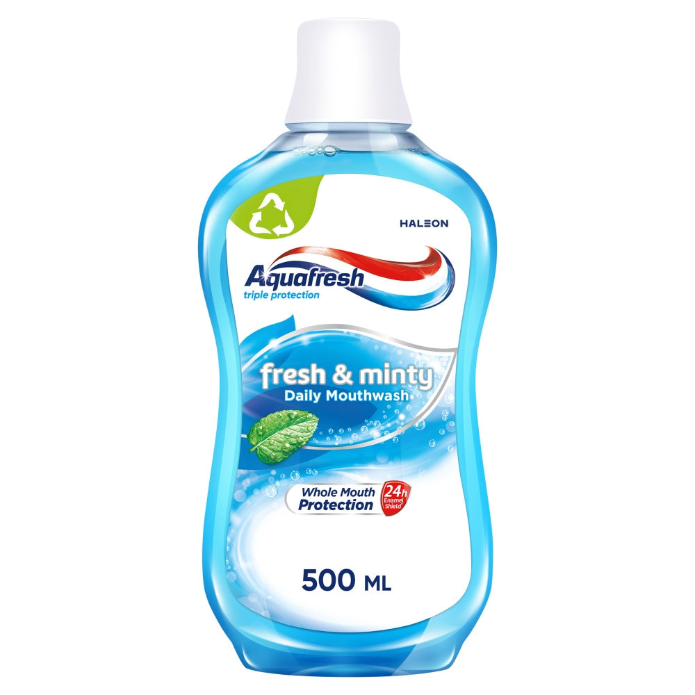 AQUAFRESH Triple Protection Burnos skalavimo skystis Fresh & Minty 500 ml