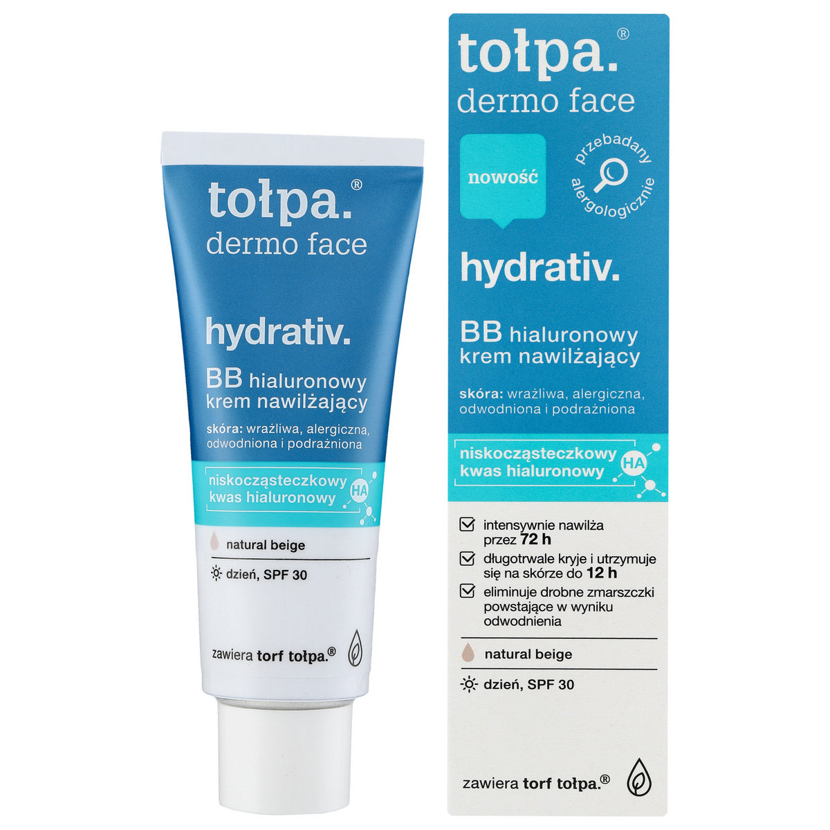 TOŁPA Dermo Face Hydrativ Hialuroninis drėkinamasis BB kremas SPF30 dienai - natural beige 40 ml