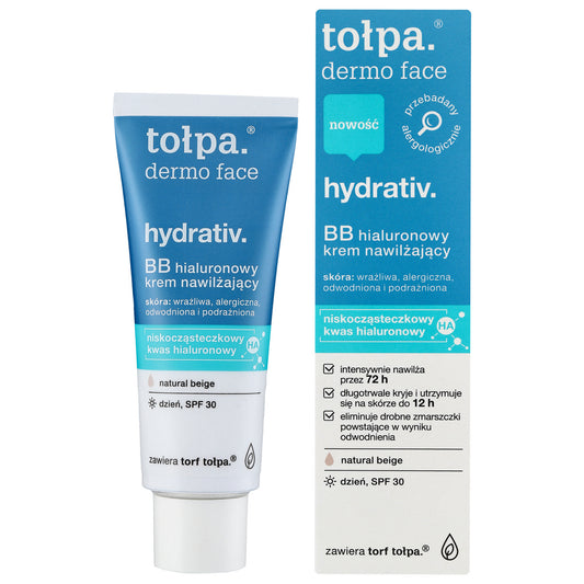 TOŁPA Dermo Face Hydrativ Hialuroninis drėkinamasis BB kremas SPF30 dienai - natural beige 40 ml