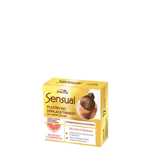 JOANNA Sensual Geliniai depiliacijos pleistrai veidui - sausa oda Grejpfrut 1 vnt. (12 vnt.)
