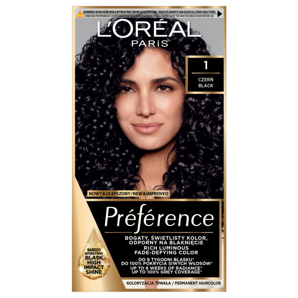 LOREAL Preference Plaukų dažai 1 - Juoda 1op.