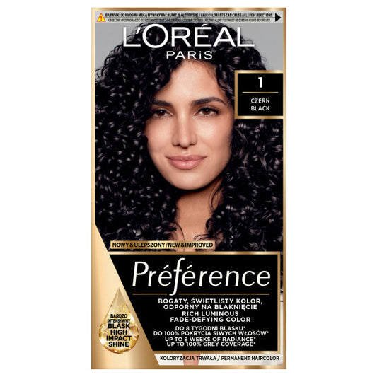 LOREAL Preference Plaukų dažai 1 - Juoda 1op.