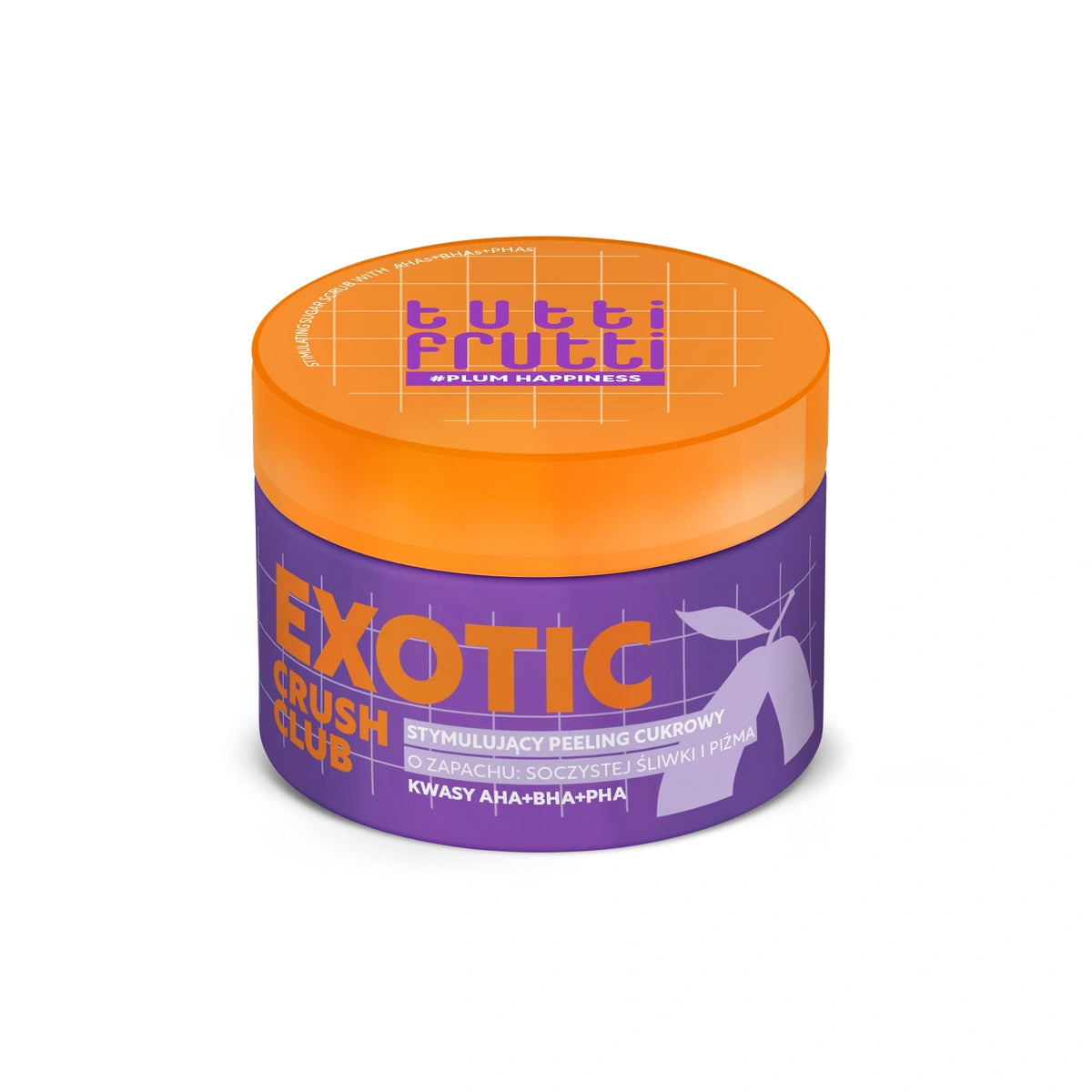 TUTTI FRUTTI #PlumHappiness Stiprinantis cukraus šveitiklis Juodoji slyva + AHA+BHA+PHA rūgštys 250 g