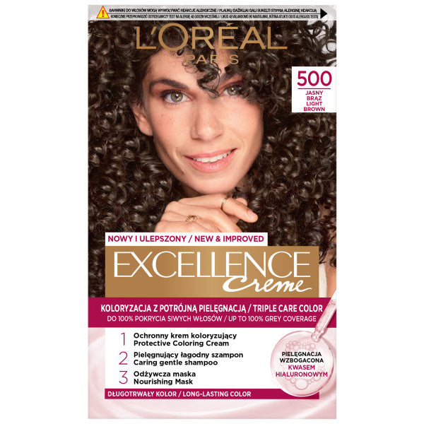 LOREAL Excellence Creme Plaukų dažai 500 Šviesus Rudas