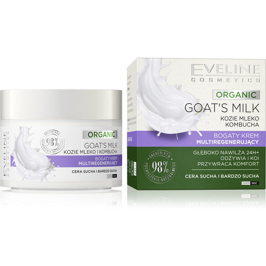 EVELINE Organic Ožkos pieno Riebus multiregeneruojantis kremas - sausai ir labai sausai odai 50 ml