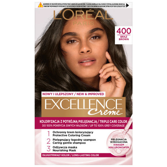 LOREAL Excellence Creme Plaukų dažai 400 Ruda
