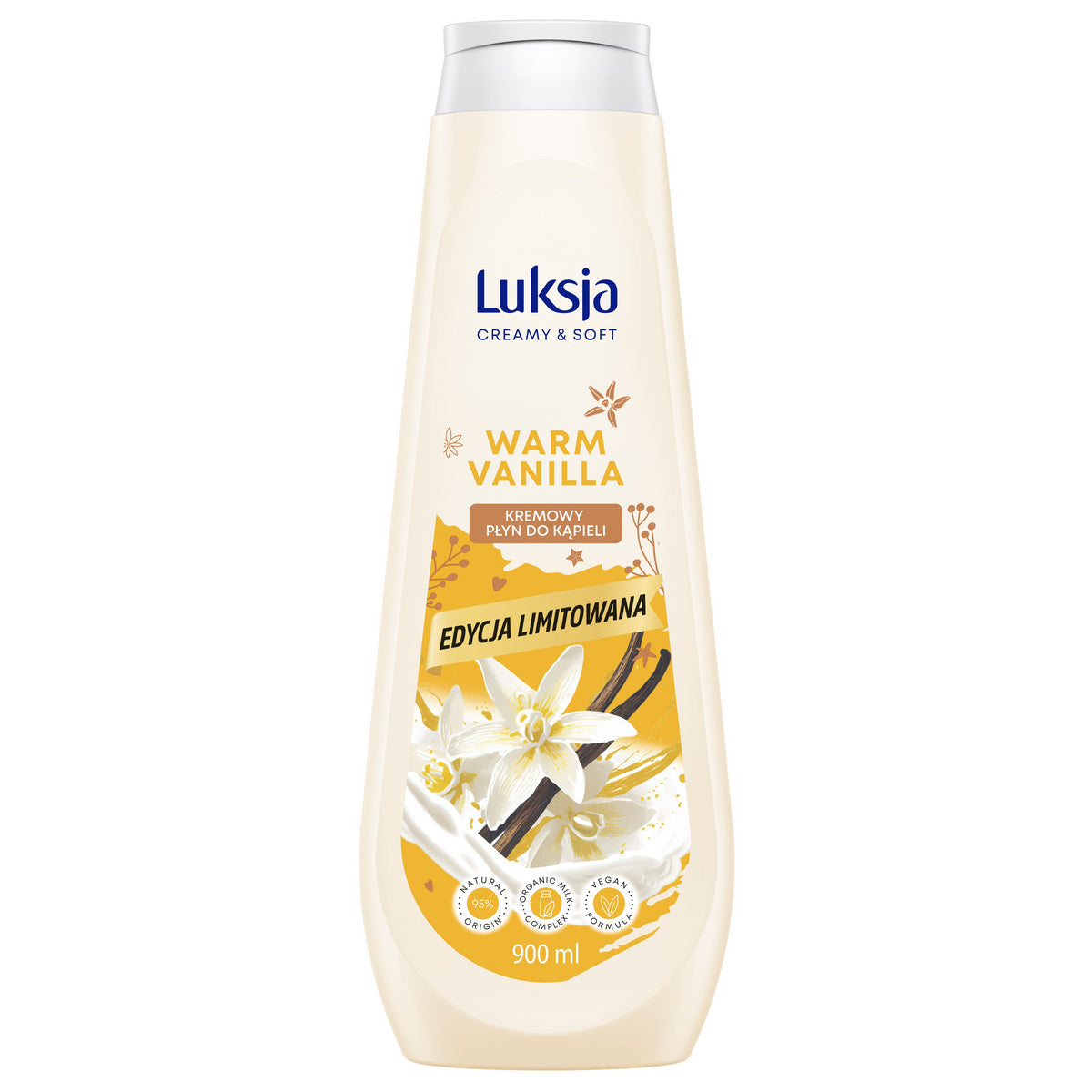 LUKSJA Creamy & Soft Kreminis vonios skystis - Šilta vanilė 900 ml