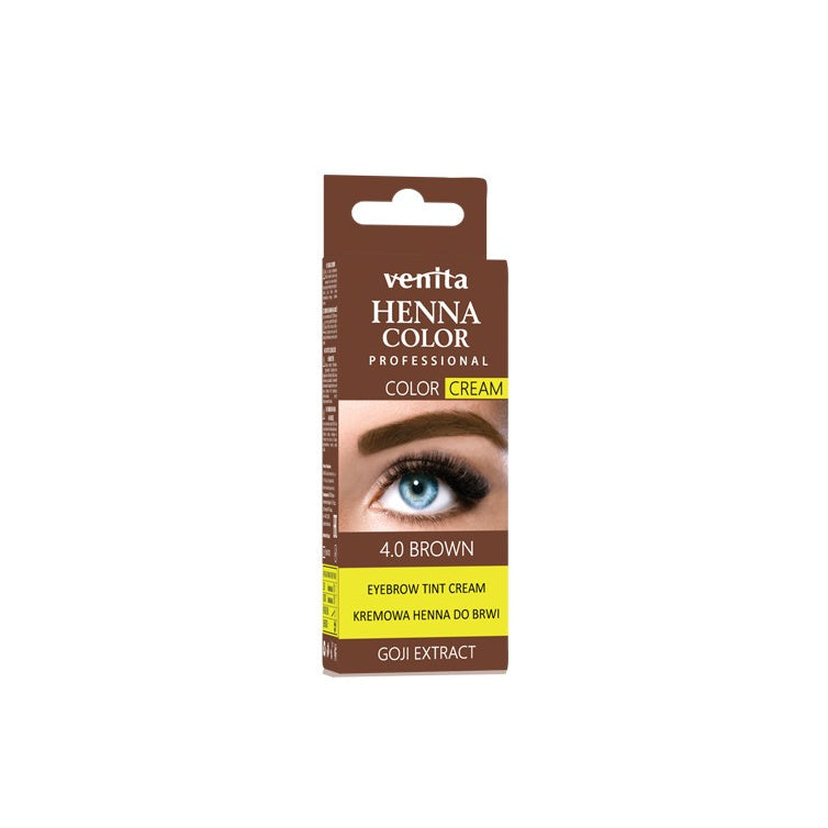VENITA Henna Color Kreminė antakių henna su Goji ekstraktu - 4.0 Brown (ruda) 1 vnt.