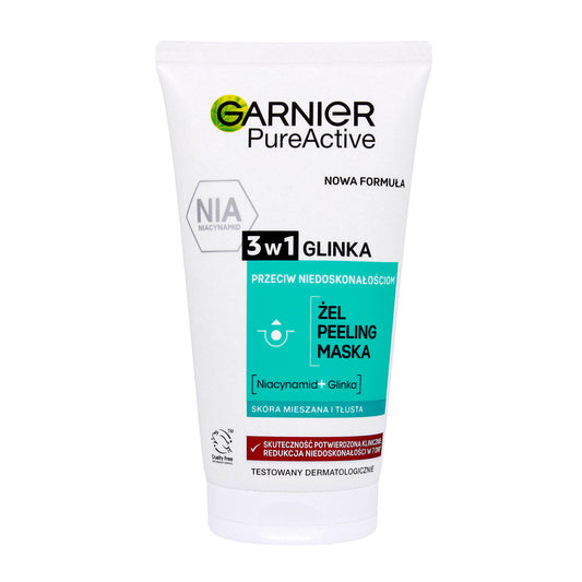 GARNIER Skin Naturals Švari oda 3in1 veido gelis - valomasis šveitiklis kaukė 150 ml