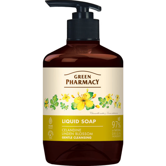 GREEN PHARMACY Skystas muilas Jaskółcze ziele + Lipa 460 ml