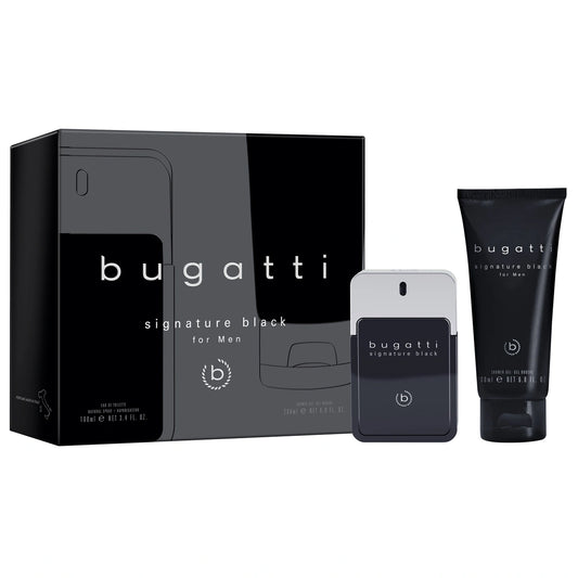 BUGATTI Dovanų rinkinys vyrams Signature Black (tualetinis vanduo 100ml + dušo gelis 200ml)