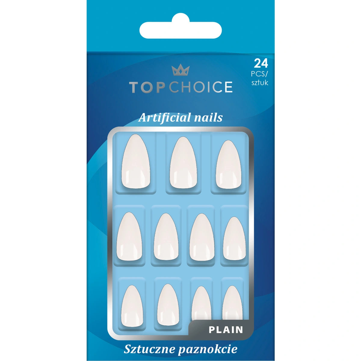 TOP CHOICE Dirbtiniai nagai Long Almond Plain 1 op. - 24 vnt.