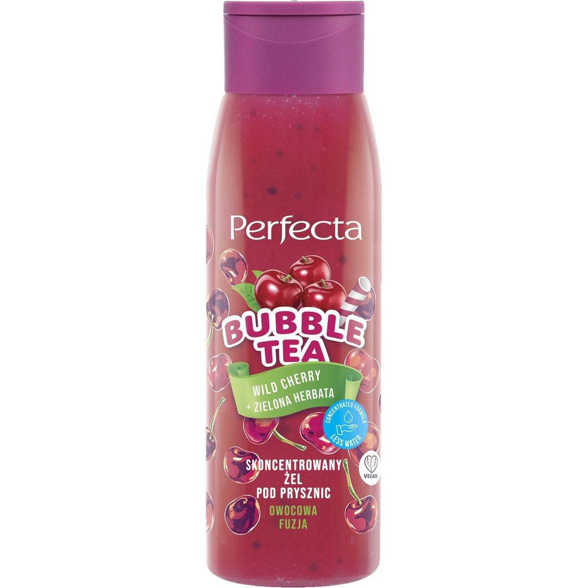 PERFECTA Bubble Tea Koncentruotas dušo gelis - Laukinė vyšnia + Žalioji arbata 400 ml