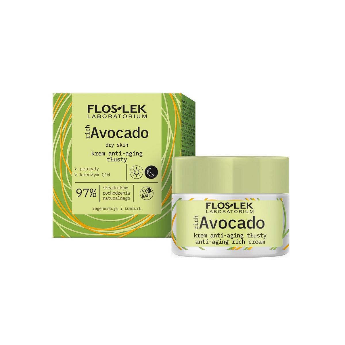 FLOSLEK richAvocado Drėkinamasis kremas nuo senėjimo dienai ir nakčiai - sausai odai 50ml