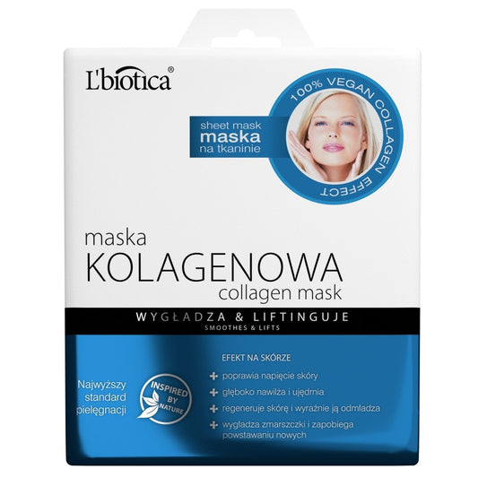 L`BIOTICA Kolageno kaukė audinyje - glotnina & pakelia 23ml