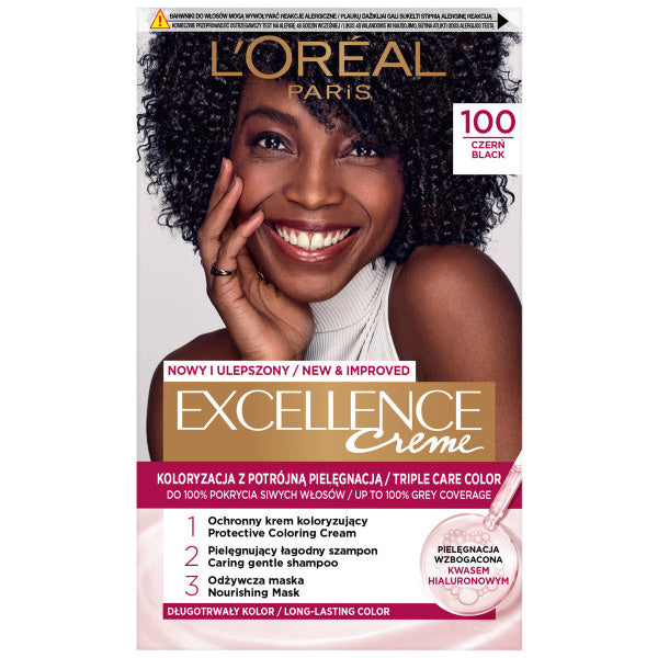 LOREAL Excellence Creme Plaukų dažai 100 Juoda