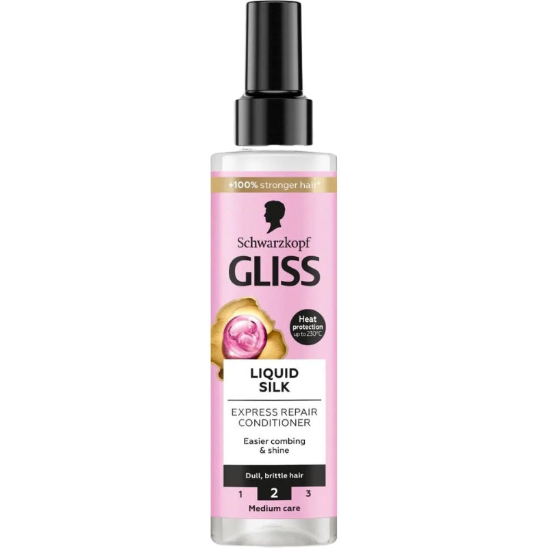 SCHWARZKOPF Gliss Liquid Silk Ekspresinė regeneruojanti plaukų priežiūros priemonė purškalo pavidalu 200 ml
