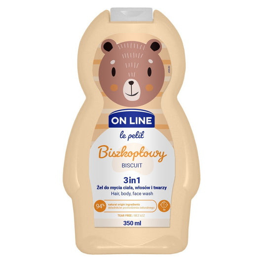 On Line Le Petit Želis kūno, plaukų ir veido prausimui 3w1 vaikams Biszkoptowy 350ml