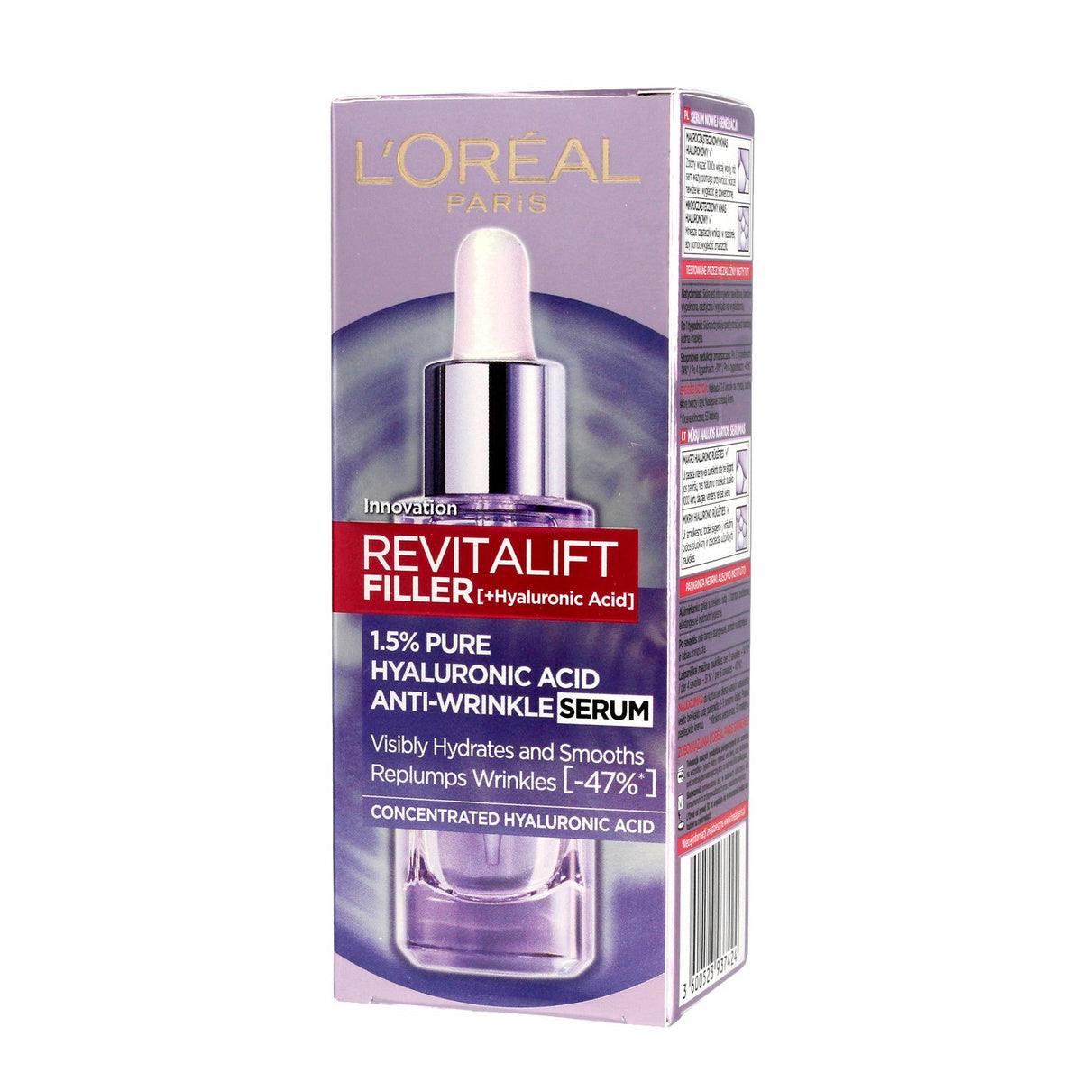 LOREAL Revitalift Filler Serumas priešraukšlinis 1.5% gryno hialurono rūgšties 30 ml