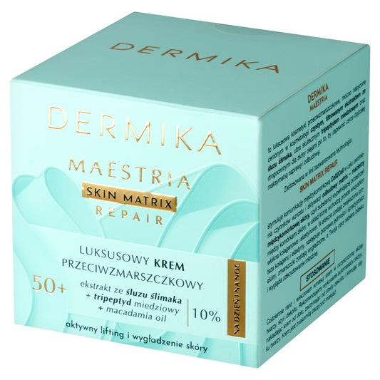 DERMIKA Maestria Skin Matrix Repair Luksusinis Kremas priešraukšlinis 50+ su ekstraktu iš sraigių (10%) dienai ir nakčiai 50ml