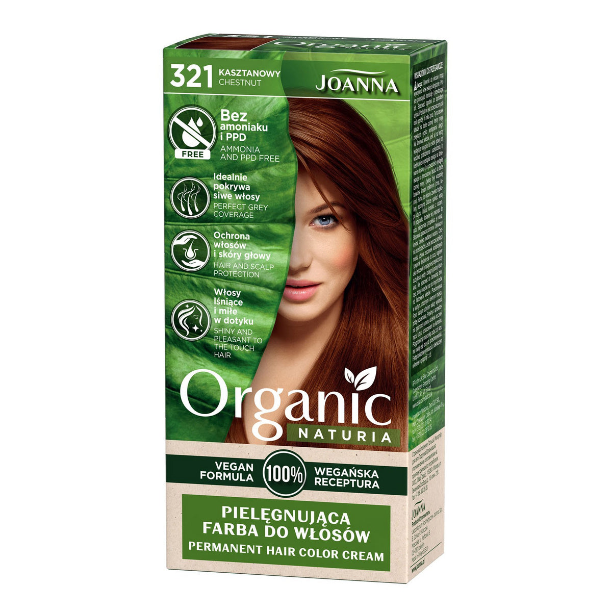 JOANNA Organic Naturia Prižiūrinti plaukų dažai nr. 321 Kaštoninis