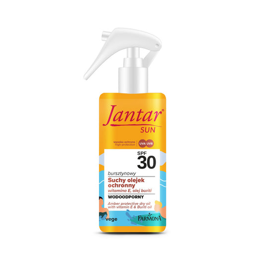 JANTAR Sun Gintarinis sausus apsauginis aliejus SPF 30 su vitaminu E ir buriti aliejumi 150 ml
