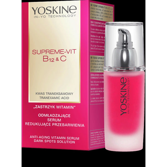YOSKINE Supreme Vit B12 & C serumas su jauninančiu poveikiu veidui, mažinantis pigmentines dėmes 30 ml