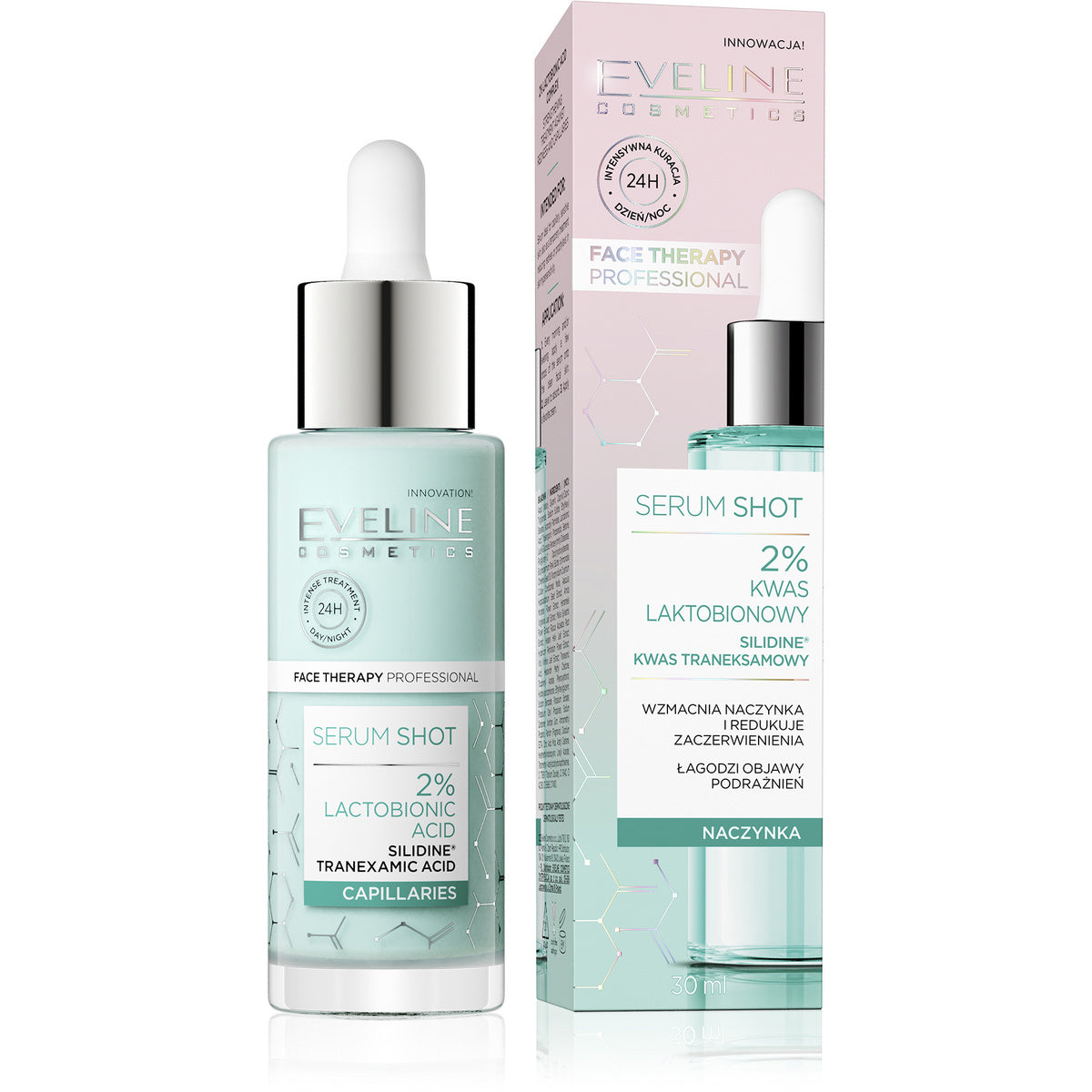 EVELINE Veido terapija Profesionalus serumas stiprinantis kapiliarus - 2% Laktobioninė rūgštis 30 ml