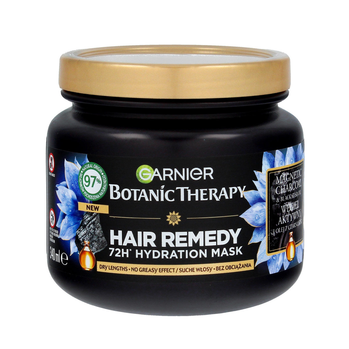 GARNIER Botanic Therapy Drėkinamoji sausiems plaukams kaukė su aktyvinta anglimi 340 ml