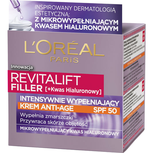 LOREAL Revitalift Filler Krem intensyviai užpildantis raukšles Anti-Age SPF50 50 ml