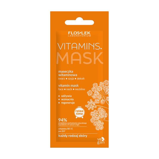 FLOSLEK Relax Time Vitaminų kaukė veidui, kaklui ir dekoltė 6ml