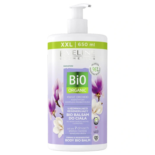 EVELINE Bio Organic Stangrinantis-regeneruojantis bio kūno balzamas - Orchidų žiedas 650 ml
