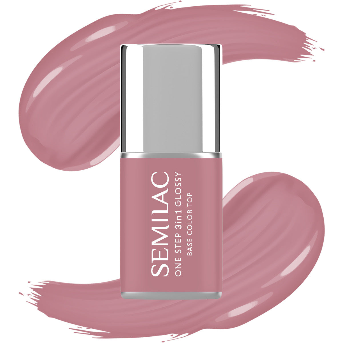 SEMILAC One Step Glossy 3in1 Hibridinis nagų lakas S201 Earth Pink 7 ml