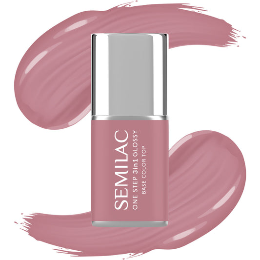 SEMILAC One Step Glossy 3in1 Hibridinis nagų lakas S201 Earth Pink 7 ml