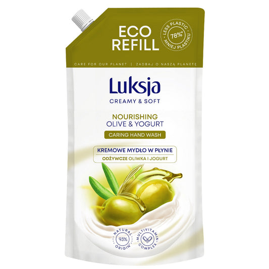 Luksja Kreminis & Švelnus Maistingas Kreminis Skystas Muilas Su Alyvuogėmis Ir Jogurtu 900ml - atsarga