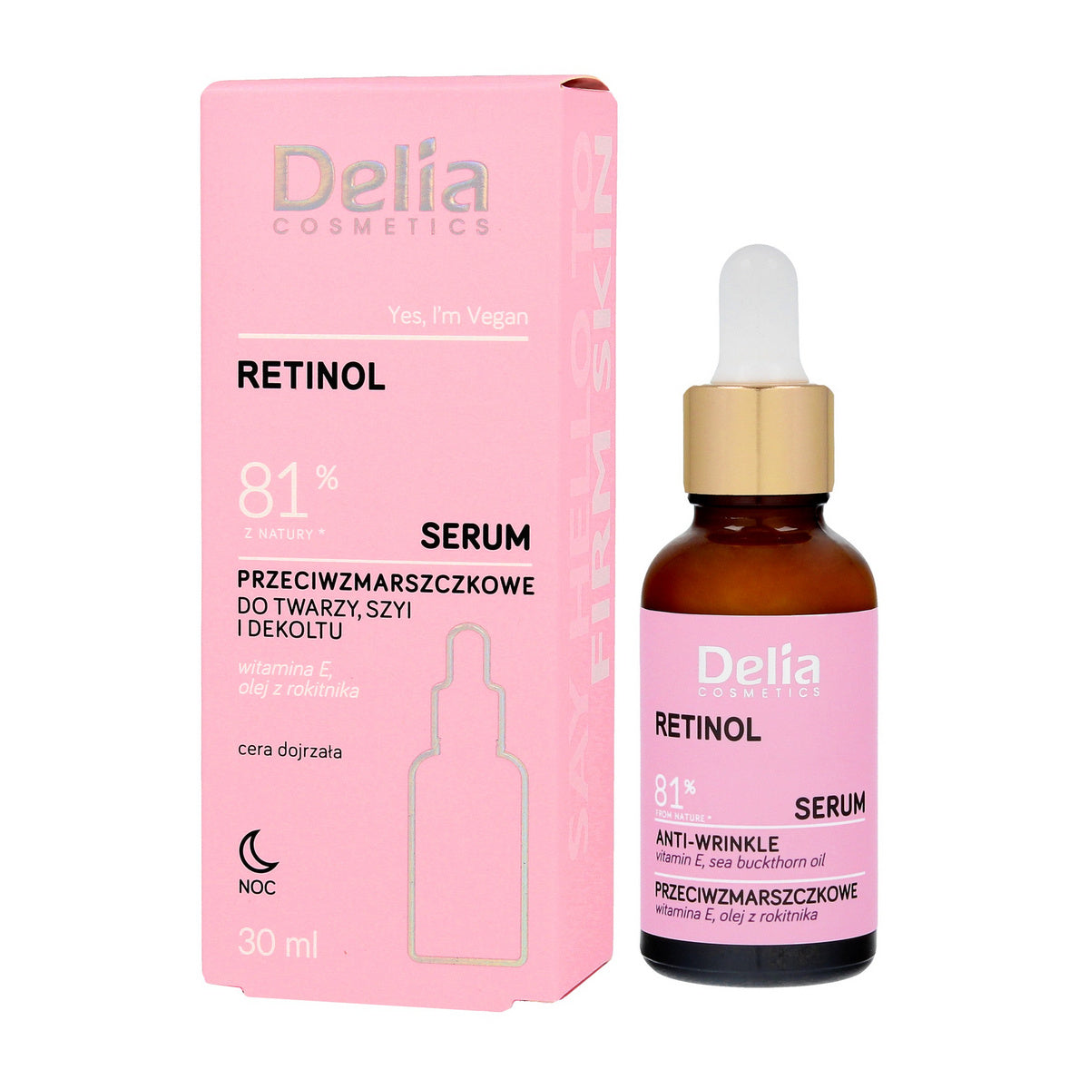 DELIA Veido, kaklo ir dekoltė serumą su retinoliu 81% 30 ml