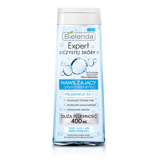 BIELENDA EXPERT ČYSTOSKŲRY Micelinė priemonė 3w1 drėkinanti makiažo valymui 400ml