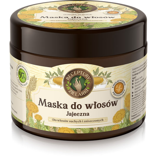 RECEPTURY ZIELARKI Namų Tradicijos Kiaušinių kaukė sausiems ir pažeistiems plaukams 300ml