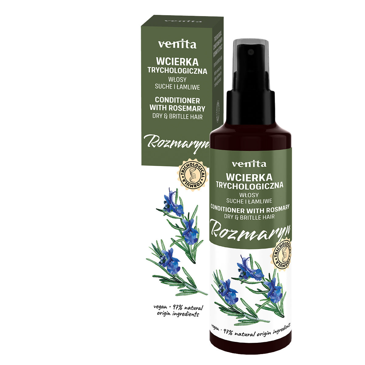 VENITA Trichologinė formulė Wcierka trichologiczna Rozmarinas - sausiems ir lūžinėjantiems plaukams 100ml